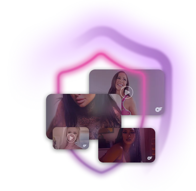 OnlyFans creator content inside a pink protective shield