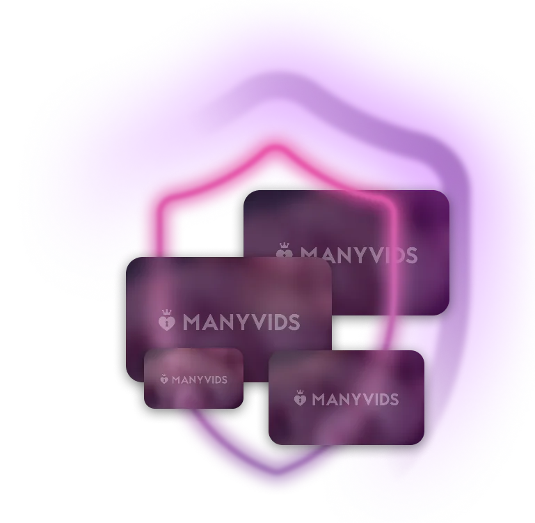 ManyVids content tiles inside a pink protective shield