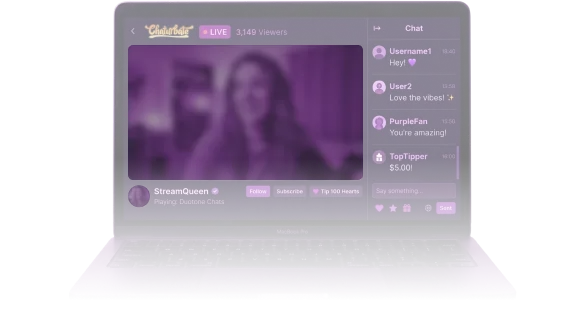 Mockup of a creator live stream with chat sidebar