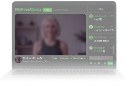 Laptop showing a MyFreeCams live stream