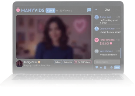 Laptop showing a ManyVids creator page