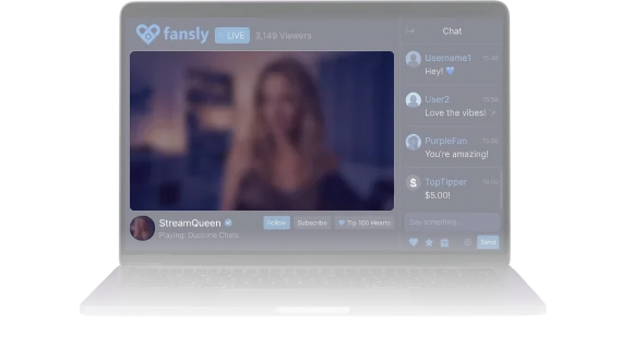 Mockup of a Fansly live stream with chat sidebar